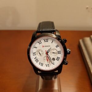 Brand New Curren Black and White Chronograph Men's Watch